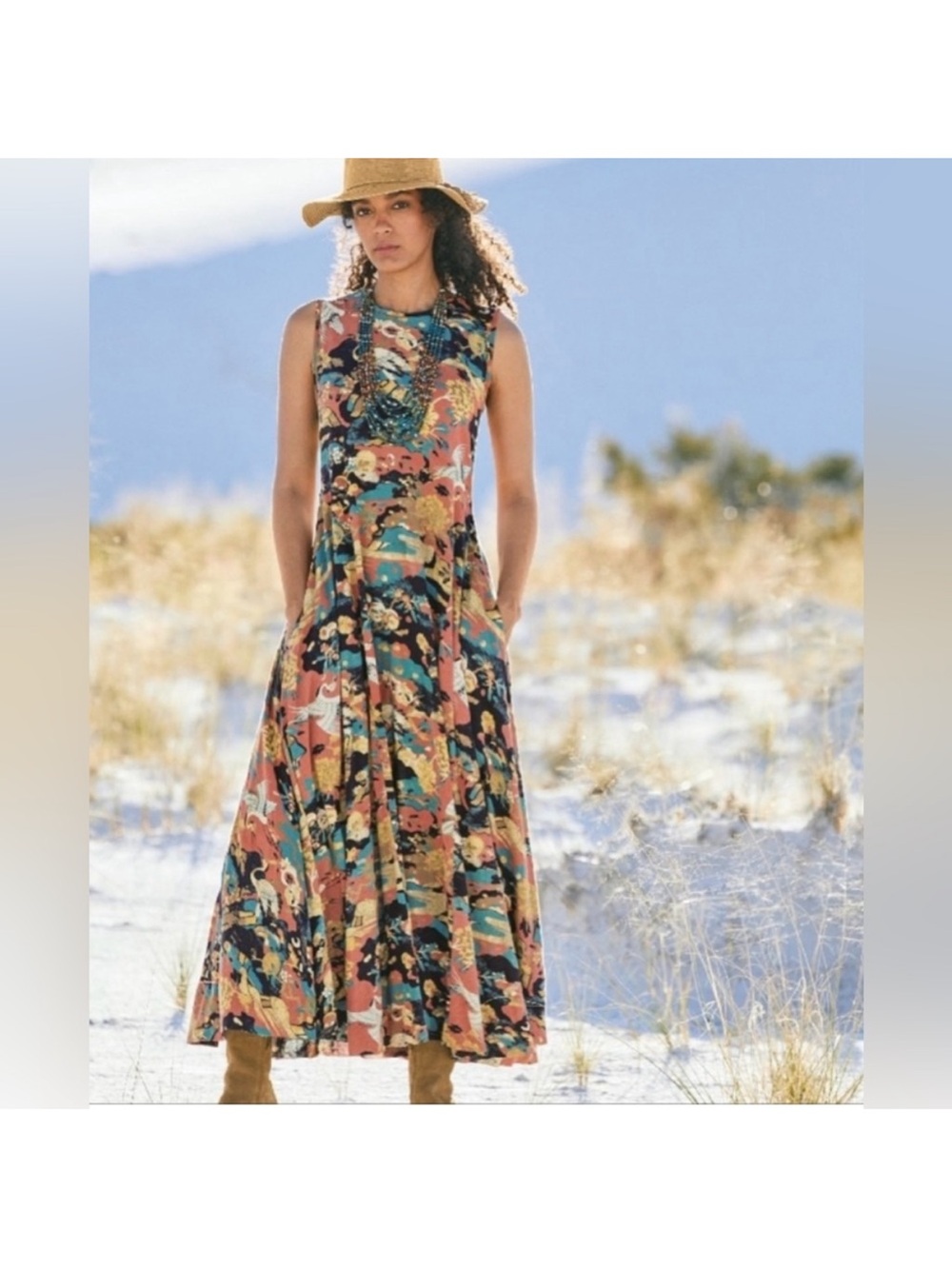 Peruvian Connection Pina Cotton Tea Garden Maxi Dress size Small